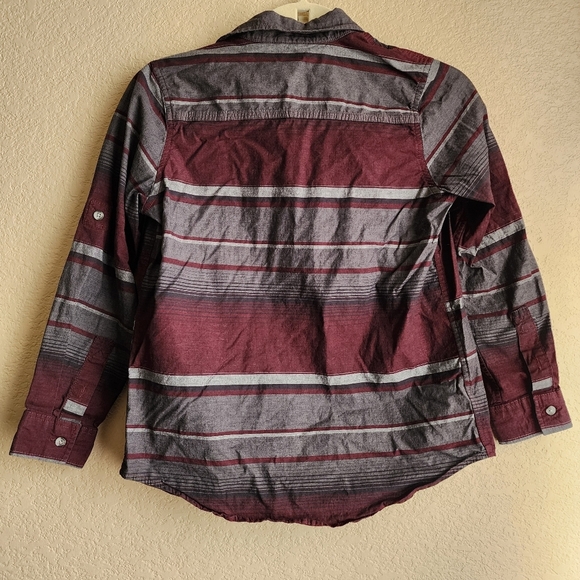 Arizona Jean maroon and grey striped long sleeve button up shirt Size M 10/12 - Picture 4 of 10